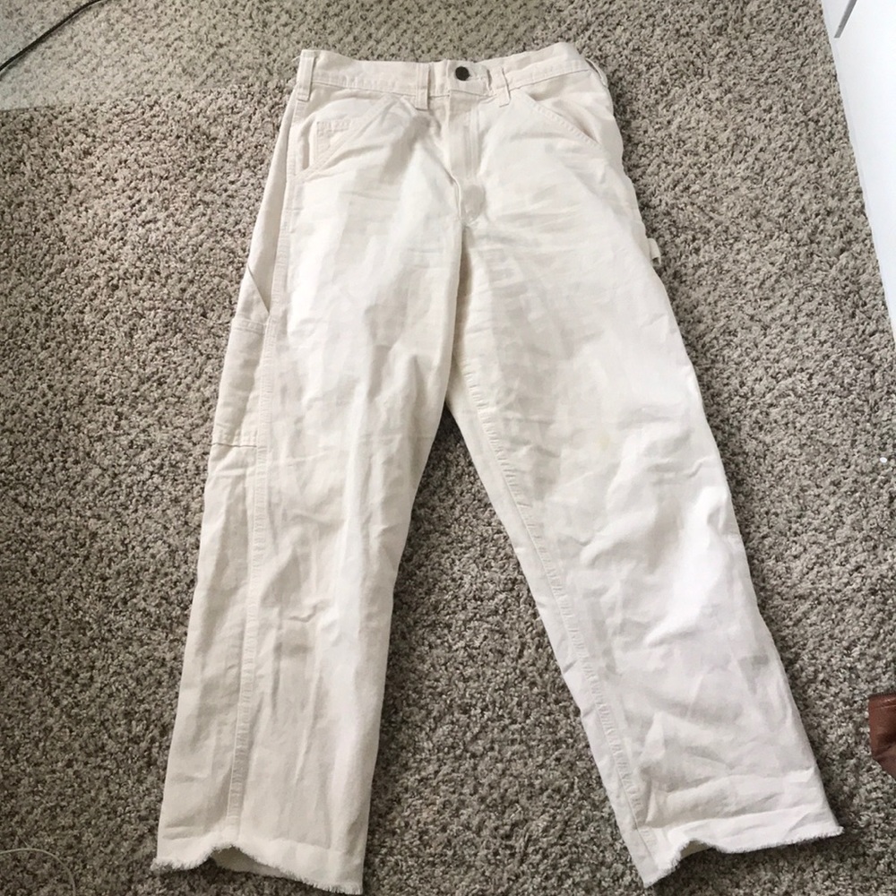 White straight leg painters pants
